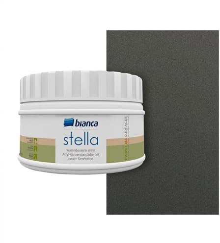 Bianca Stella Peinture de Meuble Premium Effet Métal pour Cuisine, Anthracite métallique, Brillant, 250ml, Laque de Meubles de Cuisine, Peinture Effet Métal pour Toutes Surfaces & Appareils Ménagers