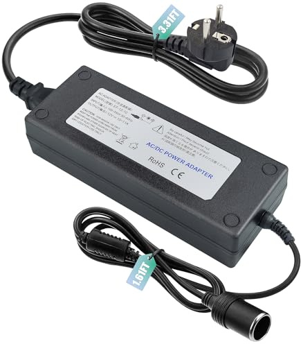 Spannungswandler 230V auf 12V Adapter Zigarettenanzünder 10A 120W Transformator KFZ Netzadapter Auto Steckdose AC auf DC Wandler Netzteil für Autostaubsauger Autokühlschrank Reifenfüller