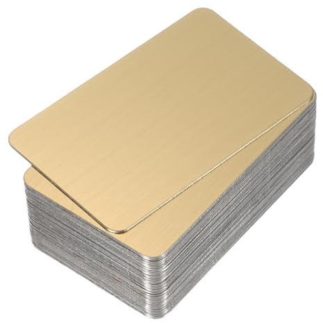 PATIKIL 0,3 mm visitkort i rostfritt stål, 50-pack borstat tomt namnkort lasergravering för gör-det-själv-presentkort, guld