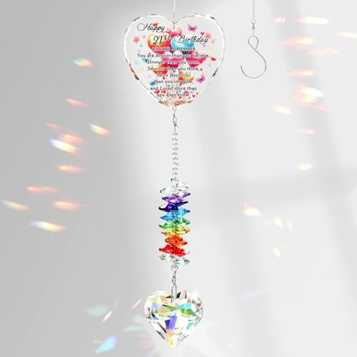 Arikyrist 21st Birthday Hanging Gifts for Women Turning 21st Ornaments | 21st Birthday Presents for Teen Girl Daughter Friends Glass Suncatcher Happy 21 Years Old Birthday Hanging Ornaments for Home
