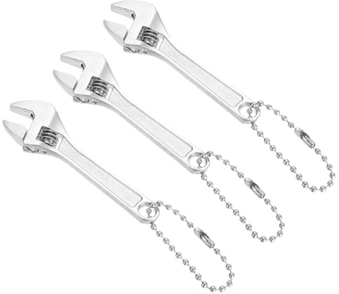 PATIKIL 3 Piezas Llave Ajustable Mini 2.5 Acero 45 Ennegrecido Pequeña Llave Ajustable Boca Ancha Llave De Bolsillo Con Llavero Colgante Para Reparación Hogar Industria Auto Plateado