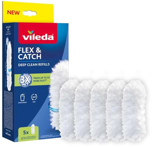 VILEDA FLEX & CATCH REFILLS FLEX & CATCH REFILLS Ersatz-Dust Remover Tool Flex & Catch, Soft Mikrofaser Ersatz, 360 ° Reinigung (5)