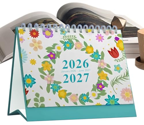 2026 Desk Calendar - Weekly and Daily Planner 18 Months with Notes - Plant Pattern Calendar Planner Office Decor for Home School Classroom School Agenda