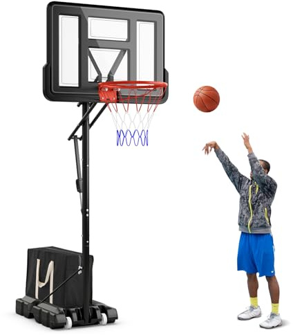 COSTWAY Basketballkorb Outdoor, Basketballständer 135/143-305 cm höhenverstellbar, Basketballkorb mit Ständer, 2 Rädern & Gewichtssack, Mobile Korbanlage Basketballanlage für Kinder, Erwachsene
