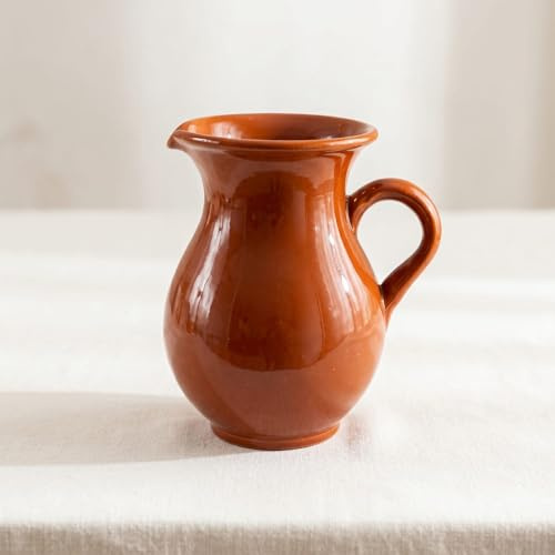 Brocca Artigianale in Terracotta Smaltata Stile Rustico Fatta a Mano – Acqua, Vino – Design Classico Altezza 22 cm 2307251104