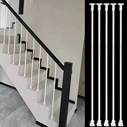 Vit smidesjärn trädgårdsvilla trappor baluster 35 39 43 47 51 55 150 cm, 1 2 5 10 st balustrar spindel kit för hall, 2 3 4 5 6 7 trappsteg, trappdekorstolpar för trappa