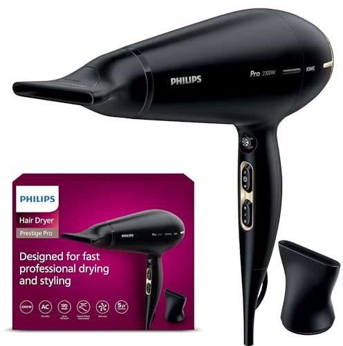 Philips HPS920/00 Prestige Pro Hair Dryer for Professional Drying and Styling with 2 Styling Nozzles, 2300 W