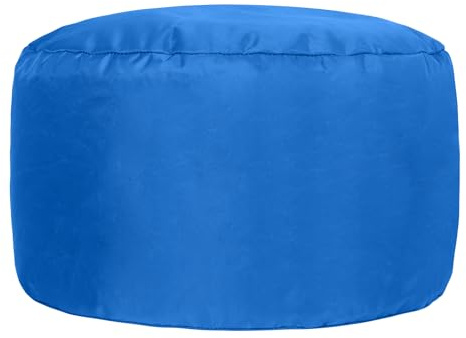 Bean Bag Bazaar Outdoor Sitzsack Hocker mit Füllung, Blau | In Deutschland Hergestellt, Sitzsack Pouf Hocker, Wasserabweisender Stoff, Fußhocker für das Garten und Terrasse