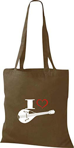 Shirtstown Pochette en tissu Musique I Love Mandoline - Vert - olive,