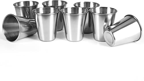 Ganzoo mini gobelets à boire 60 ml acier inoxydable argent, lot de 8, neutres en goût, compatibles lave-vaisselle, pour shots et petites portions, 6 cm hauteur, diamètre 5 cm, 25 g