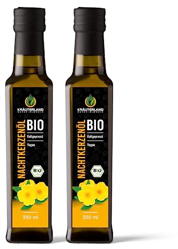 Kräuterland Bio Nachtkerzenöl 2x250ml (500ml), kaltgepresst, nativ, vegan, Direkt aus unserer Ölmühle