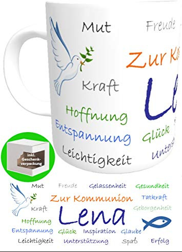 Tasse Kommunion mit Namen Geschenk Erstkommunion Geschenkverpackung