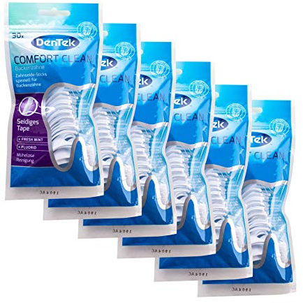 DenTek - Soportes de hilo dental Comfort Clean, para molares, para dientes con bruxismo, sabor menta, 6 paquetes