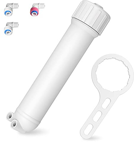 Membrane Solutions 1812/2012 24-150 GPD RO Housing Kit, Reverse Osmosis Membrane Filter Housing Replacement with Elbow Fittings, Housing Wrench, Check Valve