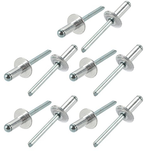 sourcing map 10 remaches ciegos de brida grande de extremo abierto de aluminio de 6,4 mm x 16 mm x 16 mm