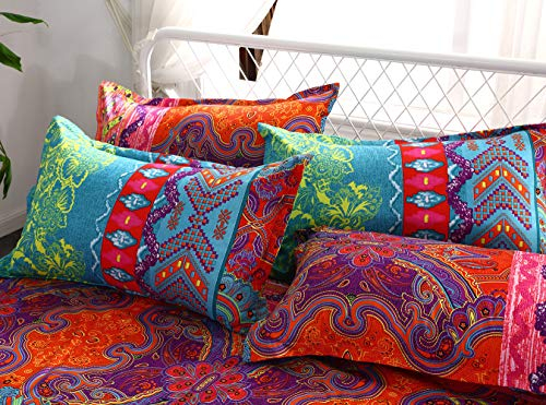 Lanqinglv 2 Set Bohemian Indisch Kissenbezug 40x80 cm-120g Mikrofaser Hochwertiges Kopfkissen Boho Kissenbezüge