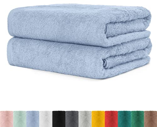 2er Pack Frottier Saunatücher Set 80x200 cm 100% Baumwolle, 2X Saunatuch, Strandtuch XXL Rauchblau