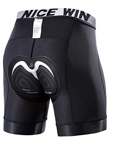 NICEWIN Radunterhose Herren mit Sitzpolster Radlerhose Unterwäsche 4D Gepolsterte Fahrradhose Kurz Atmungsaktive schnelltrocknende stoßfeste Herren Fahrrad Unterhose, S, Schwarz