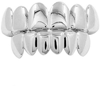 Asien Zähne Grillz Mund Oben Unten Hip Hop Teeth Grills Für Männer Und Frauen - Silber, Messing, Flache Zähne, Unterhaltung, Unisex, Einfarbig