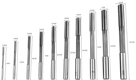 Aramox alésoir de machine de mandrinage alésoir de serrage machine, 10 pièces HSS H8 3/4/5/6/7/8/9/10/11 / 12mm alésoir de machine en acier de haute vitesse alésoir de mandrin à tige droite