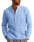 LVCBL Men's Linen Shirt Long Sleeve Casual Shirts Regular Light Blue M