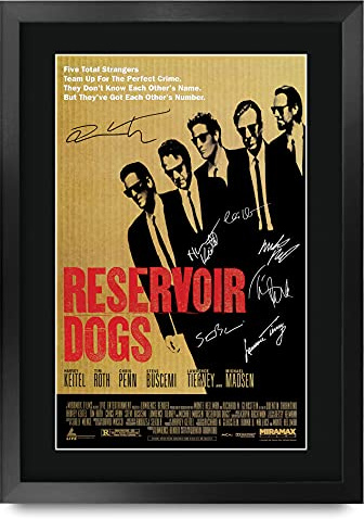 HWC Trading Reservoir Dogs Geschenke Geduckter Poster Signiertes Autogramm Foto für Fans von Film Memorabilien - A3 Gerahmt