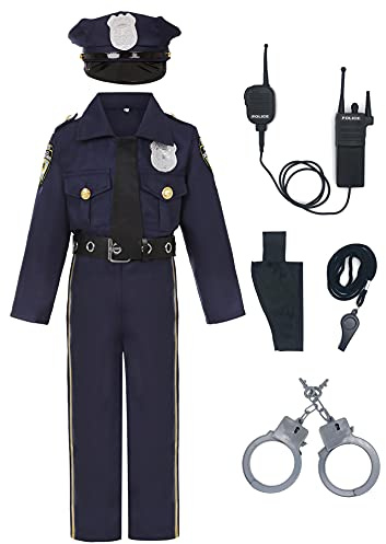 Viyorshop Kids Police Officer Costume Set for Halloween Cosplay Dress Up (5-7 Years)