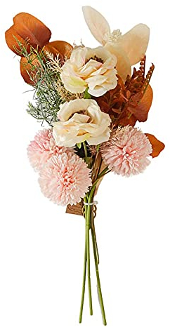 QYLJZB Künstlicher Brautstrauß, Brautstrauß, Herbsthochzeitssträuße mit Rose, Ahornblatt, Eukalyptus, Hortensien, Gänseblümchen für Hochzeiten, Tischdekoration