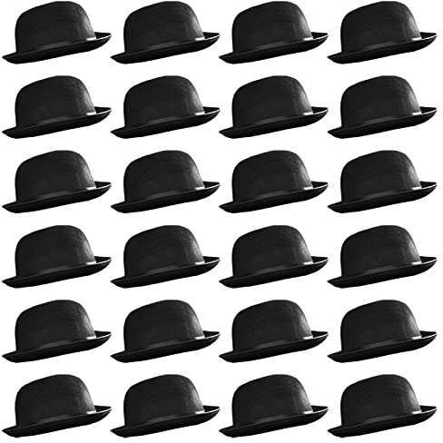 Lot de 24 chapeaux melon - Accessoire de déguisement pour homme et femme - Circonférence de 60 cm - En feutre - Style victorien