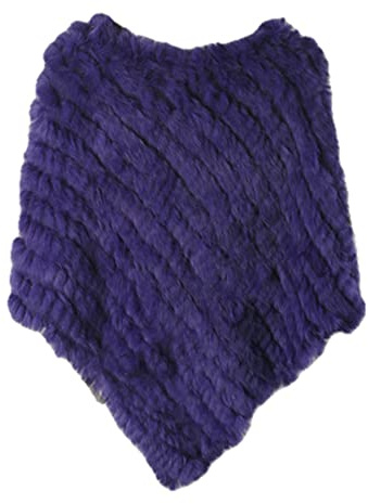 WSPDSD Vraie Fourrure Tricotée de Lapin Poncho Gilet Mode Wrap Manteau Vtg Châle Dame Naturelle Fête de Mariage en Gros - 8 Bleu Foncé, Taille Unique, (WSPDSD20211137)