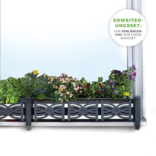 Protezione anticaduta per davanzale, per fioriera da esterno, masu SET DI ESTENSIONE, utilizzabile solo in combinazione con il set di base, infinitamente regolabile, senza forare, Antracite, onde