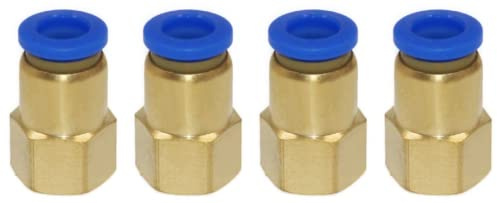 Pneumatic Push-In Fitting with Internal Thread 1/4 Inch to 10 mm 4 Pieces Push In Connection Industrial Quality Air Compressor Fittings Quick Connect Hose Fittings (1/4 Inch - 10 mm)