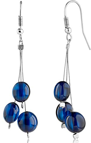 Amber by Mazukna - Bernsteinschmuck für Frauen, mehrfarbige natürliche Bernsteinperlen-Hängeohrringe, leichter Edelsteinschmuck, Silberohrhaken