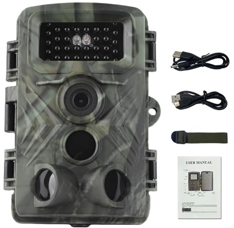 Caméra de Surveillance de la Faune 1080P multifonctionnelle 58MP IP66 résistante à l'eau, caméra Infrarouge Portable d'extérieur avec 34 LED