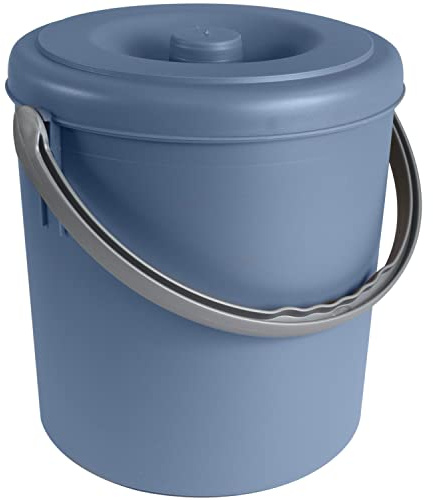 Mülleimer 25L verschließbarem Deckel Henkel Petrolblau 39cm Ø31cm Mülltonne