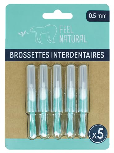 Kit 5 Brossettes Interdentaires 0,5mm - Nettoie les Espaces Interdentaires en Douceur - Nettoyage Dentaire Efficace - Accessoire Nettoyant Plaque Dentaire, Hygiène Bucco-Dentaire Feel Natural