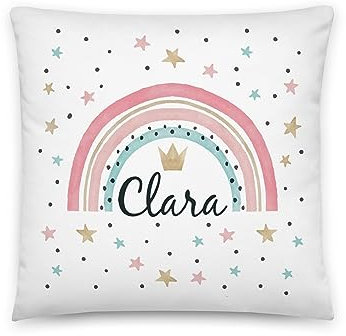 Kembilove Cojín Infantil Personalizado – Almohada Bebe Guardería Personalizado con el Nombre – Regalos para Bebes – Regalos Personalizados - Arcoiris