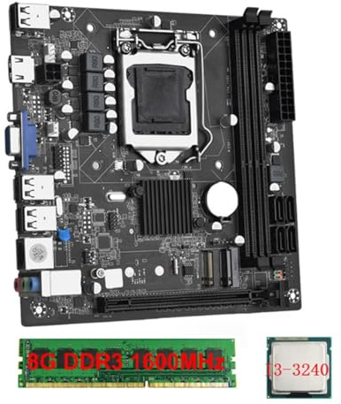TsoLay Scheda Madre Desktop ITX H61 Scheda Madre del Computer + I3-3240 + 1X8G DDR3 1600 MHz RAM CPU LGA 1155 Supporta Fino A 16 GB di Slot RAM Scheda di Rete da 100 M