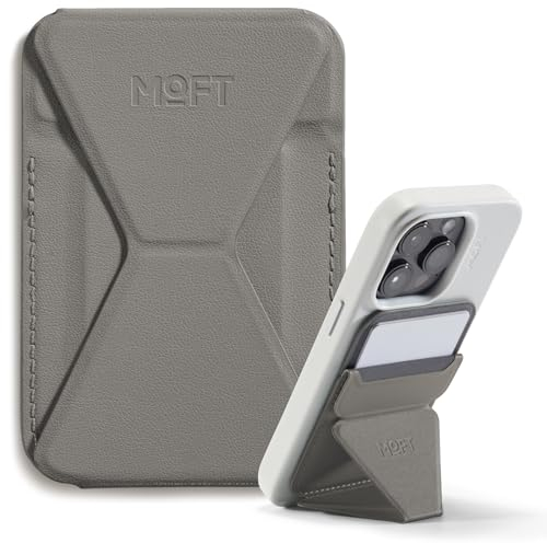 MOFT MagSafe Wallet Ständer für iPhone 16/15/14/13/12 Serie Kompatibel mit MagSafe, MOVAS Vegan Leder Magnetischer Handyständer mit 3 Betrachtungswinkeln, 2 Kartenhalter (Taupe)