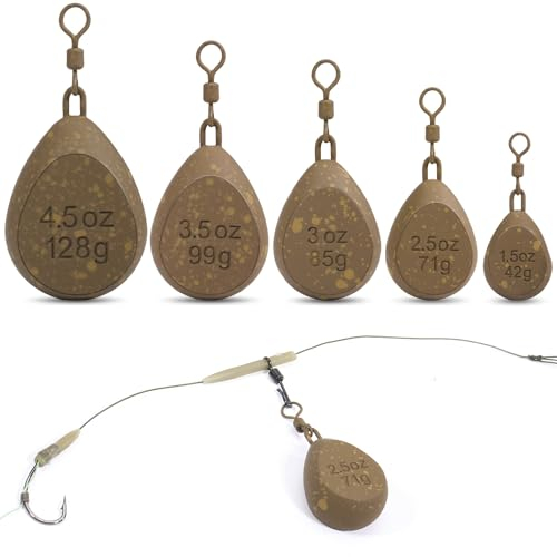 Sougayilang Pesas de Pesca de Carpa, Peso de Pesca de Material no tóxico e inofensivo, Accesorios de Cebo de Pesca de Carpa, 5 Unidades/Juego Incluye 1.5 oz/2.5 oz/3 oz/3