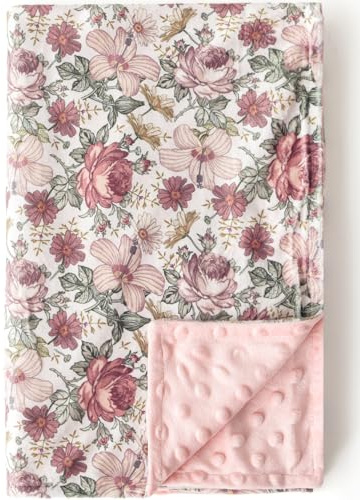 Baby Blankets for Unisex Boys Girls, Soft Plush Minky Blanket with Double Layer Dotted Backing for Infant Newborn Toddler, Vintage Floral Western Wild Flowers 30 x 40 Inch (Vintage Floral)