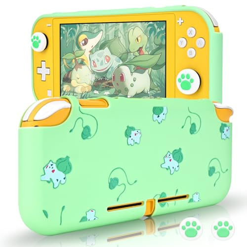 DLseego Coque compatible avec Switch Lite, coque de protection souple et fine anti-rayures avec absorption des chocs Switch Lite avec 2 capuchons pour les pouces, vert
