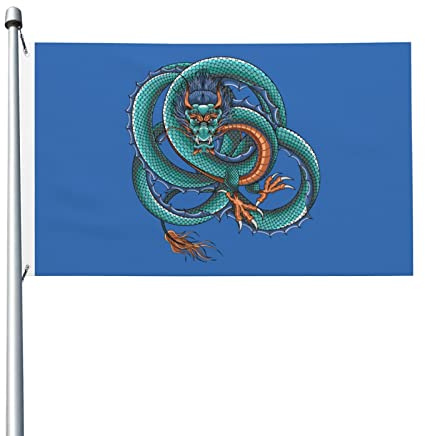 Bandiera del drago della Cina Doppia faccia 3x5 Ft Bandiera esterna Durevole Patio Bandiere decorative per interni Banner per feste a casa Bandiera di benvenuto 3by5