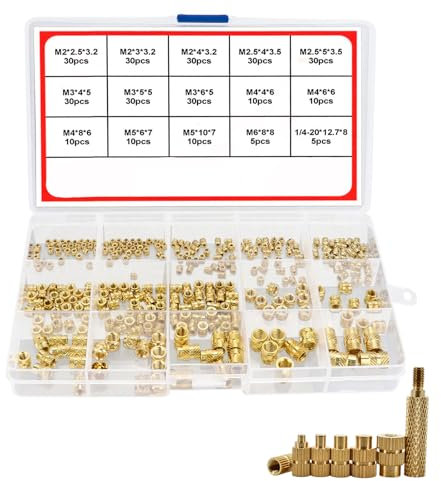 Set di 300 inserti filettati M2 M2.5 M3 M4 M5 M6, inserti filettati in ottone senza piombo, con 8 punte di saldatura, per parti in plastica in parti di pressione 3D grazie all'incorporamento a caldo
