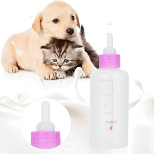 Kit d'alimentation au Biberon pour Chaton, Biberons pour Chaton, Kit de Soins Infirmiers pour Lait de Remplacement pour Chaton, 6 Pièces de 60 Ml, Biberons pour Chaton, Lait de