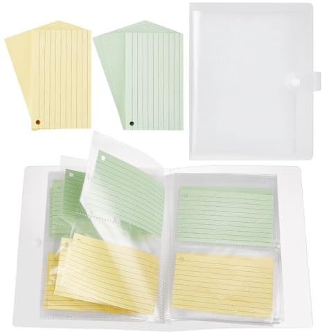 AHANDMAKER 2Pcs 3x5 Index Card Holder, with 100Pcs 3x5 Inch Index Cards, Flash Card Holder, Index Card Organizer for Note Cards, Flash Cards and Recipe Cards, Hold 320 Cards