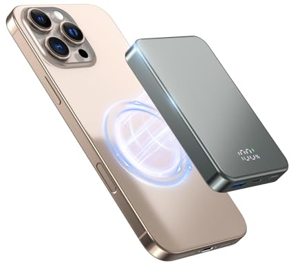 26800mAh 20W Magnetic Wireless Tragbares Ladegerät, Aluminiumlegierung Magnetische Power Bank, USB-C in&Out Kabellose Laden Batterie Pack für iPhone 17/16/15/14/13/12 Plus Pro Max Serie-Grau