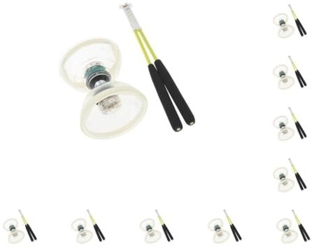 Juego de 10 luces de triple rodamiento para diábolo con cuerda de palillos de mano de alto rendimiento y malabares entretenidos, color blanco chino, 13 cm