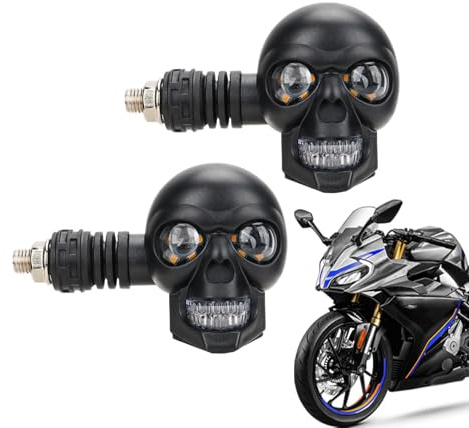 Generico Luci LED per Moto - Indicatori Direzionali LED a Teschio per Moto | Illuminazione Ausiliaria per Golf Cart, Scooter, ATV e Veicoli Leggeri