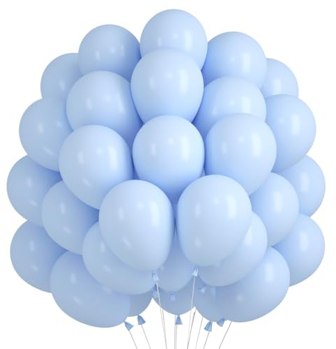 Luftballons Blau, 60 Stück 12 Zoll Blaue Luftballons Geburtstag, Macaron Blau Latex Ballons, Helium Ballons Hellblau, Luftballon Pastell Blaue für Geburtstag Hochzeit Babyparty Kommunion Party